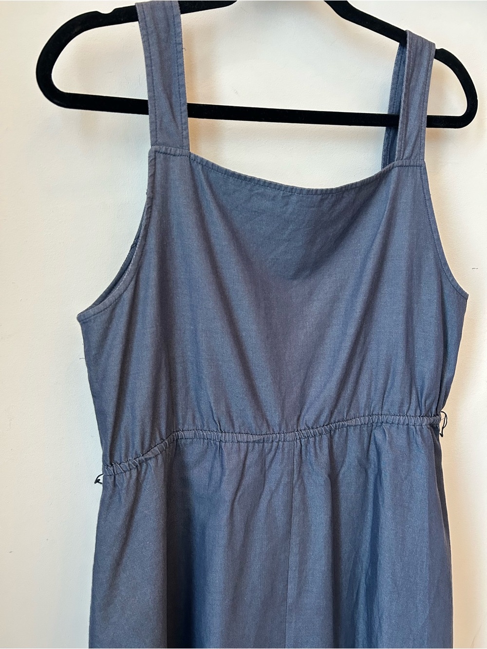 Chambray Cottagecore Babydoll Tank Dress | Blue Cotton Sleeveless | Plus Size XL - Picture 8 of 12